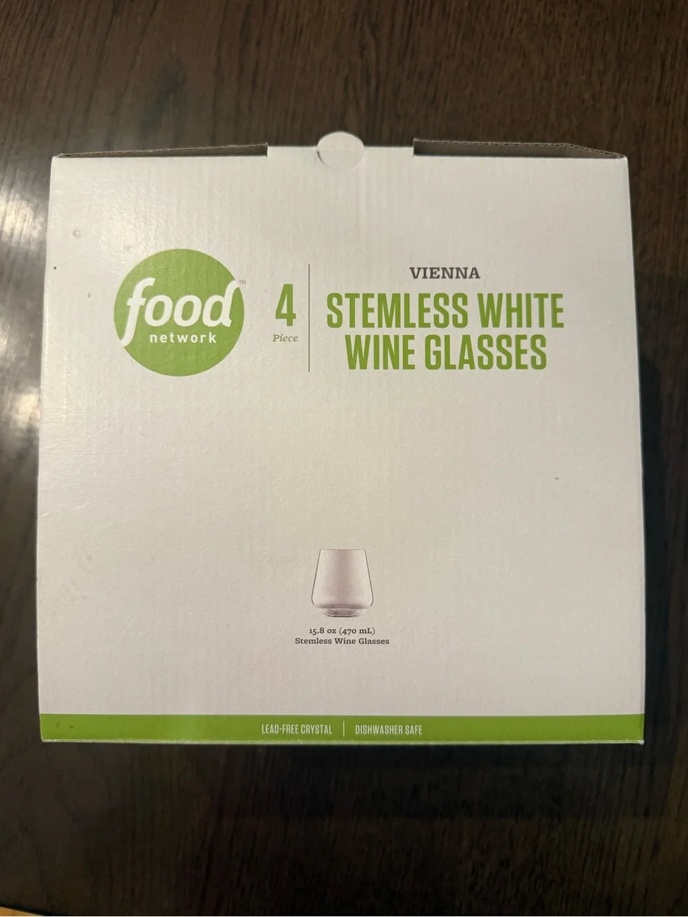 Food Network Clear Stemless White Wine Crystal Glasses - Set of 4